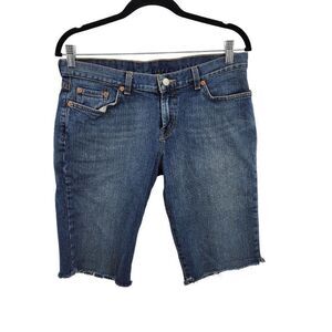 Lucky Brand Dungarees Mid-Rise Cut-Off Denim Shorts 10/30 Dark Wash Bermuda